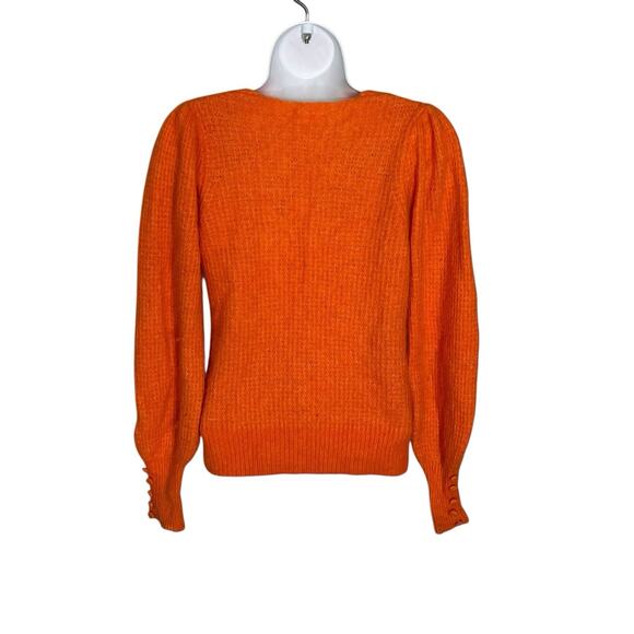 Suncoo Paris Pullover Sweater Women’s XS Alpaca Blend Puff Sleeve Soft Orange - Picture 6 of 13